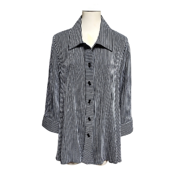 Moonlight Y & S Fashion Design Striped Button Front Long Sleeve Tunic/Jacket Med - Picture 1 of 14